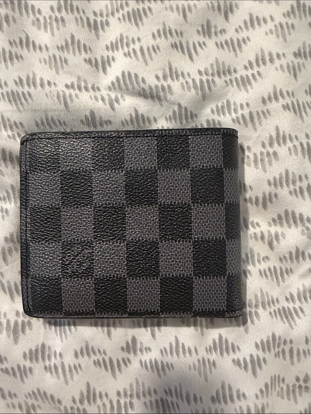 Louis Vuitton Black and Gray Checkered Men's Wallet
